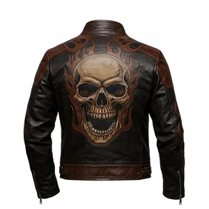 Chaqueta de Cuero Vintage Original Personalizada para Hombre, Chaqueta de Motociclista de Cuero Vacuno Auténtico, Logotipo Personalizado, Fabricante OEM - Product Image 2