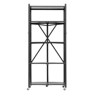 Scaffale Pieghevole a 5 Ripiani 28L X 15P X 64H Pollici, Nessun Montaggio Richiesto, Scaffalatura in Metallo Pieghevole con 5 Ruote per Garage - Product Image 1