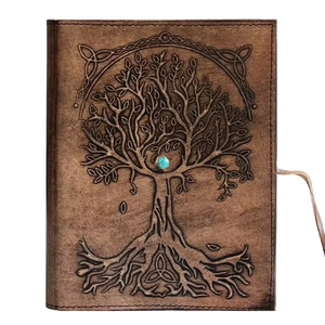 Diario de cuero con diseño del Árbol de la Vida, estilo vintage, con tapa dura, personalizado, con correa y cierre, gran éxito de ventas. - Product Image 4