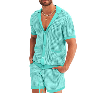 Conjunto de 2 Piezas de Verano 2026, Pantalones Cortos y Camiseta de Manga Corta con Logotipo Personalizado para Hombre, con Tela Perforada, Estilo Casual - Product Image 3