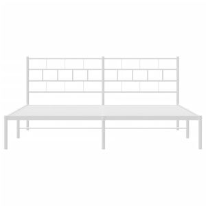 Cadre de lit en acier blanc thermolaqué, entièrement métallique, finition blanche élégante, lits en métal - Product Image 5