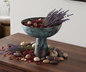 Cuenco decorativo de Metal azul con textura moderna para sala de estar elegante, mesa de comedor y decoración del hogar, pieza decorativa - Product Image 5