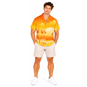 <b>Mens</b> Customizable Button-Up <b>Beach</b> <b>Shirt</b> Tropical Print Lightweight Breathable Polyester Summer Vacation Fashion Apparel - Product Image 5