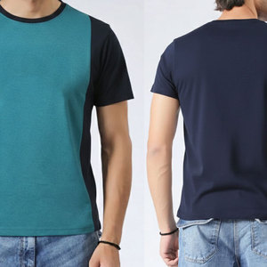 <b>Round</b> Neck High Quality Custom Color Plain Multi Color Panel Design T-Shirt Breathable Summer Wear Fashionable Design T-Shirt - Product Image 3