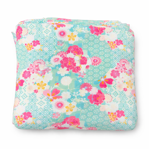 Tela de Algodón con Estampado Floral Hermoso en Verde Mar, Orgánica, Ecológica, Absorbente de Humedad, Transpirable, Ligera, Tejida Peinada - Product Image 1