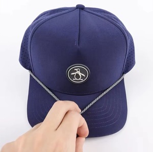 Vietnam Manufacture 5 Panel Custom Embroidery Logo Baseball Caps Perforated <b>Waterproof</b> Golf <b>Hat</b> With Rope For Man And Woman - Product Image 3