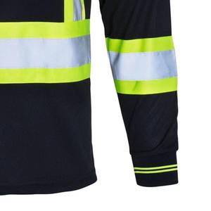 เสื้อโปโลแขนสั้นผ้าฝ้ายสีเขียวนีออน ป้องกันลม ป้องกันอันตราย มีแถบสะท้อนแสง มองเห็นได้ชัดเจน ชุดทำงาน ได้รับการรับรองมาตรฐาน OEM - Product Image 3