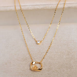 Chaîne en argent S925 à double rangée, collier DIY, 6-7 perles de diamant, support de clavicule vide, JG5365, accessoires de bijoux - Product Image 1