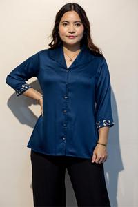 เสื้อเชิ้ตผ้าฝ้ายพรีเมี่ยมและสง่างาม Claire Blue Giza สำหรับผู้หญิงซื้อโดยตรงจากผู้จำหน่าย - Product Image 3
