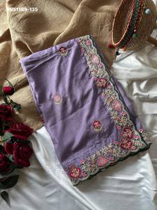 Sari de Georgette Candy Crush de la Mejor Calidad con Motivo Bordado - Colección de Blusas con Bordes de Cordón Zari y Zarkan - Proveedor Indio - Product Image 4