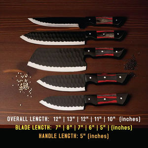 Juego de cuchillos de chef forjados a mano, acero J2, mango de madera Pakka con bolsa de cuero enrollable - Product Image 3