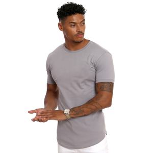 Vente en gros 100% coton T-shirt d'entraînement de gym pour hommes coupe surdimensionnée plus longue ourlet incurvé conception musculaire de musculation pour le printemps - Product Image 2