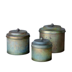 Boîte en métal galvanisé au design élégant avec couvercle, forme ronde, ustensile de cuisine, récipient de stockage alimentaire pour table, fait main, en promotion - Product Image 4