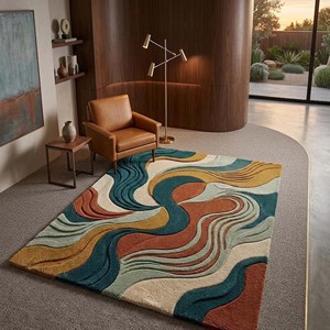 Tapis d'intérieur luxueux et artistique, moderne, tufté à la main, en peluche, pour salon, chambre à coucher, tapis décoratif doux de style nordique, pour usage intérieur - Product Image 6