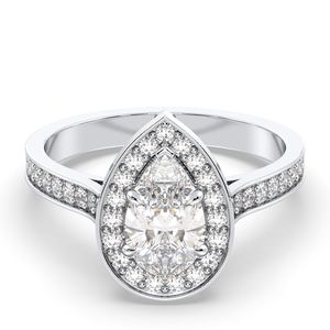 Anillos de Compromiso REYES, Diseño Clásico Más Vendido, Corte Pera, 1 Quilate de Moissanita en Plata de Ley 925, Joyería Fina al por Mayor - Product Image 1