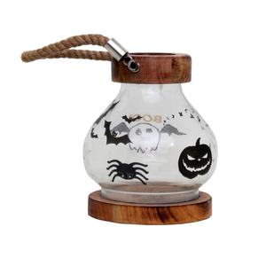 Linternas pequeñas de cristal para iluminación navideña, artículo de iluminación de diseño de Halloween, lámpara de iluminación navideña, linterna de madera y lámpara de cristal - Product Image 1