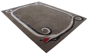 Alfombra Moderna de Lana con Diseño de Serpiente, Ecológica, de Pelo Medio, Hecha a Mano, Rectangular, Beige, Antideslizante, para Sala de Estar - Product Image 2