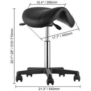"<b>Height</b> <b>Adjustable</b> Swivel Saddle <b>Stool</b> Chair for Salon 400 LBS Weight Capacity Thickened PU Leather" - Product Image 5