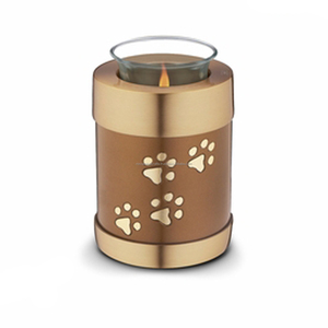 โกศใส่เถ้ากระดูกสำหรับแมวและสุนัขทำด้วยมือพิมพ์ลายอุ้งเท้าบรอนซ์เทียนทีไลท์สูงสำหรับใส่เถ้ากระดูกของสัตว์เลี้ยง - Product Image 2