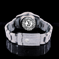 Montre de haute qualité avec mouvement ETA noir, diamants Moissanite, boîtier en acier inoxydable, résistance à l'eau 3BAR, style Hip Hop unisexe
