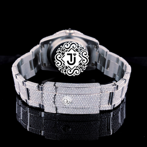 Montre de haute qualité avec mouvement ETA noir, diamants Moissanite, boîtier en acier inoxydable, résistance à l'eau 3BAR, style Hip Hop unisexe - Product Image 3