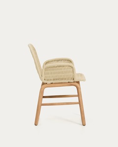 Chaise de salle à manger scandinave moderne en rotin avec pieds en bois et assise en lin rembourrée, mobilier pour la maison - Product Image 4