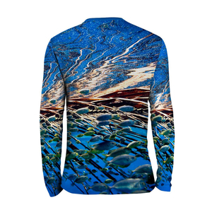 Men's Fishing <b>Shirt</b> Long Sleeve Quick Dry UPF 50 Sublimation Print Blue <b>Fish</b> Pattern Pullover Top - Product Image 5