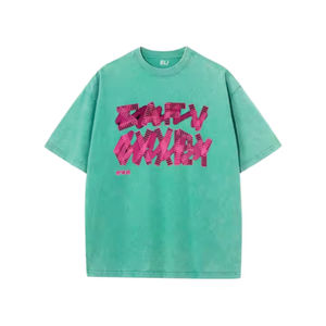 T-shirts Homme 100% Coton en Gros, Logo Personnalisé, Streetwear Hip Hop, Vêtements Urbains, Tissu Tricoté Lourd 300gsm Lavé, Imprimé - Product Image 3