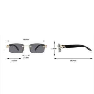 Gafas de Sol Polarizadas Rectangulares Unisex de Alta Calidad TIARAS JEWELS, Sin Montura, Plateadas, con Diamantes Moissanite, Lentes Graduadas UV400 - Product Image 6