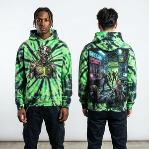 Sweat à capuche streetwear beige personnalisé pour homme, imprimé graphique squelette antique, en molleton épais délavé, effet vintage, fabricant - Product Image 5