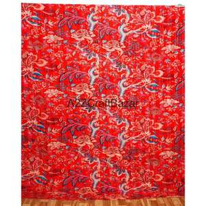 Edredón Kantha Indio Hecho a Mano, Reversible, Vintage, Ecológico, para Todas las Estaciones, Bordado, Tamaño Doble, 100% Algodón Orgánico para el Hogar - Product Image 6