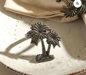 Anneau de serviette en alliage de zinc motif palmier, design vintage, 4,5 cm, décoration de table durable - Product Image 2