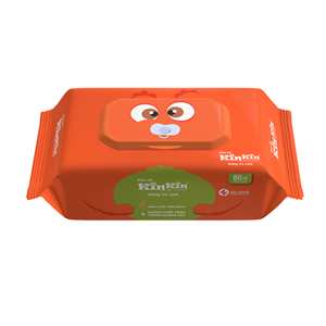 Lingettes humides Kinkin Babies Premium en tissu non tissé à haute teneur en rayonne, 80 lingettes, pour le nettoyage sans eau des peaux et des mains, fabriquées au Vietnam - Product Image 1