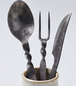Ensemble de couverts en métal, cuillère, fourchette, couteau, finition mate, design minimaliste, pour le camping, couverts réutilisables - Product Image 3