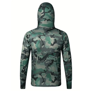 Sudadera con Capucha de Pesca con Estampado de Camuflaje, Protección UV, Chaqueta Ligera con Cremallera, Ropa Deportiva de Verano para Exteriores, Venta al por Mayor, Pedido a Granel - Product Image 4