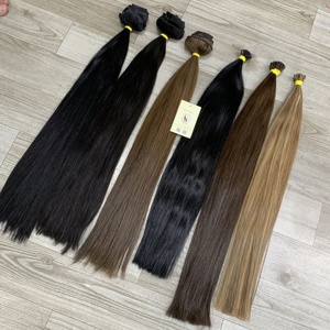 Doble dibujado cabello humano 12A grado virgen pelo a granel V luz método máquina - Product Image 3