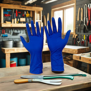 8 Mils High Risk Powder-Free Latex Glove 300mm (12") Dark <b>Blue</b> Color Extra Protection - Product Image 4