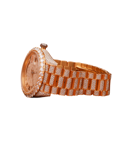 Nuevos relojes de cuarzo con esfera blanca y diamantes de moissanita en oro amarillo, regalo de aniversario y boda para mujer, de proveedor indio. - Product Image 2