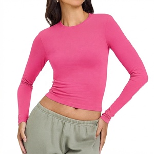 Stretchable Round Neck Regular Fit <b>T</b>-<b>shirt</b> Spandex/Nylon Material for Breathable Nine Quarter Sleeve Fitness Sports <b>Yoga</b> top - Product Image 5