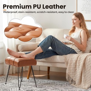 Taburete Metálico Moderno con Asiento Tapizado en Cuero PU, Diseño Decorativo para Apartamentos y Escuelas, Muebles de Primera Calidad - Product Image 5