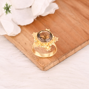 Designer Smoky Hydro Fashion <b>Ring</b> Handmade Gemstone <b>Adjustable</b> Jewelry for Women - Product Image 3