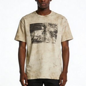 T-shirt gris oversize pour homme avec impression photo, design vieilli, style streetwear, manches courtes, col rond, en jersey de coton - Product Image 5