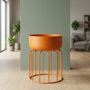 Soporte Moderno para Macetas de Metal Naranja con Diseño Decorativo de Jaula de Alambre para Plantas de Interior, Exhibición de Flores, Sala de Estar, Balcón, Jardín - Product Image 3
