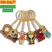 Porte-clés sportif en métal personnalisé de haute qualité, émail doré, football, basketball, baseball, trophée, souvenir de club