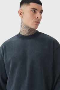 Sweat-shirt à col rond gris foncé pour homme, coupe classique, couleur unie, tricoté, manches longues, 100% coton, style automne - Product Image 3