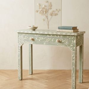 Green Bone Inlay Leg <b>Console</b> <b>Table</b> Floral Inlaid Entryway <b>Sofa</b> <b>Table</b> Modern Living Room Furniture Wood - Product Image 2