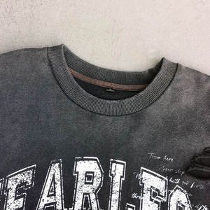 T-shirts Manufacturer Custom Vintage Wash Heavyweight Streetwear <b>Tshirt</b> Rhinestone Screen Print Double Layer Long Sleeve T shirt - Product Image 3