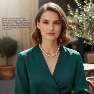 สร้อยคอมุกน้ำจืดธรรมชาติสีผสมสไตล์บาโรก สง่างามและมีเสน่ห์ - Product Image 3