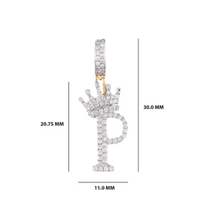 Colgante de Plata de Ley 925 con Letra P en Forma de Corona, Estilo Hip Hop, con Incrustaciones de Diamantes CZ, Collar con Inicial Personalizada, Regalo - Product Image 4