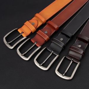 Ceinture pour homme en cuir de vachette écologique, à boucle ardillon vintage décontractée en cuivre, ajourée, personnalisée et tendance - Product Image 3